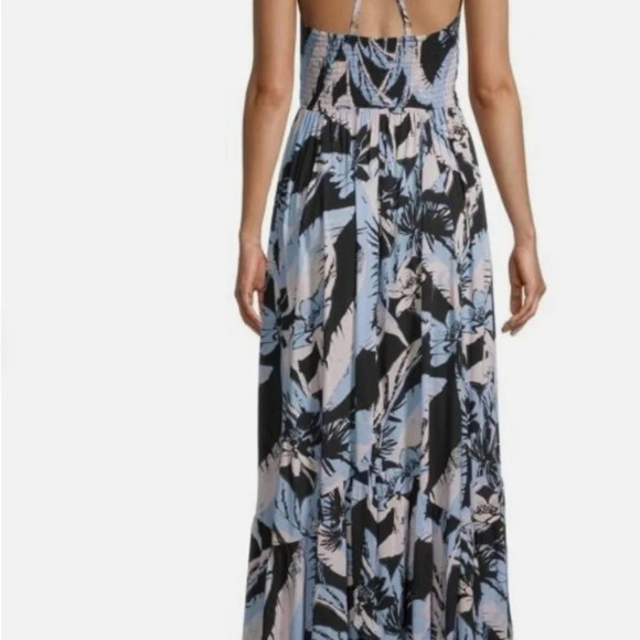NWT Free People Heat Wave Leaf Printed Maxi Dress, Halter, Size Medium - Picture 3 of 6